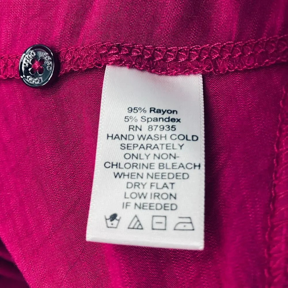 Cardigan Logo Lori Goldstein Button Front 3X Dark Pink Roll Tab Asymmetric Hem